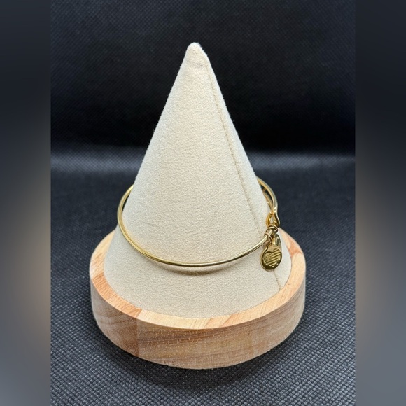 🪷ALEX AND ANI🪷Lotus Peace Petals Charm Bangle in Shiny Gold/EUC - Picture 5 of 8